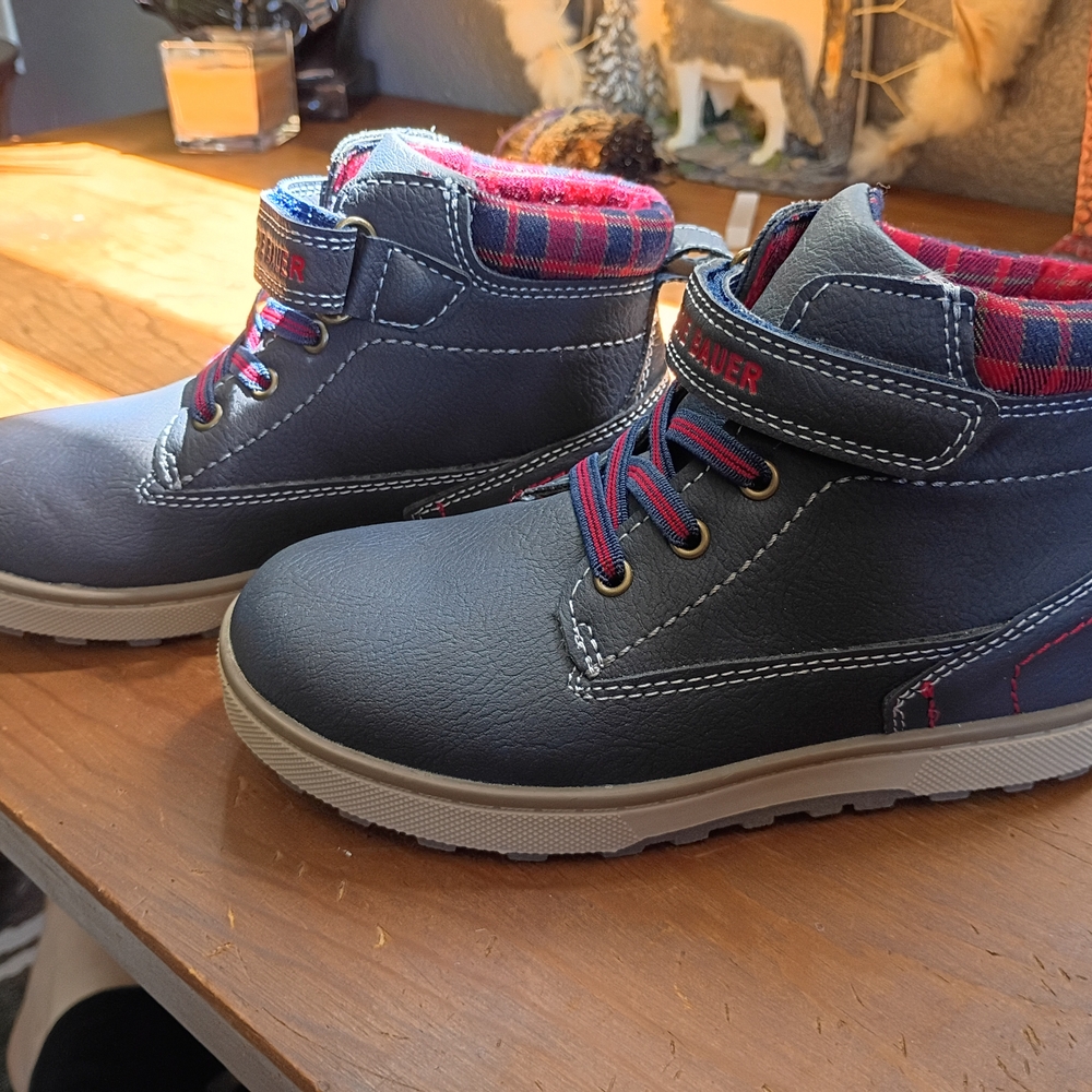 Skechers Kids Black and Red Plaid Boots